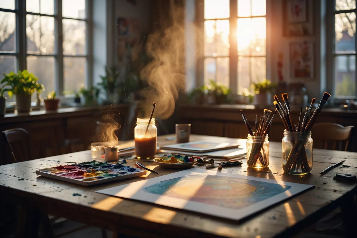 Atmosfeer tijdens creatief werk